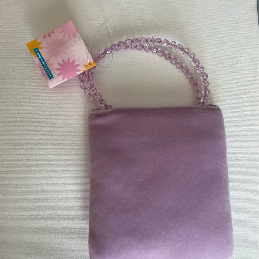 Vintage NWT Barbie plush velvet purse with beaded handle rose decoration